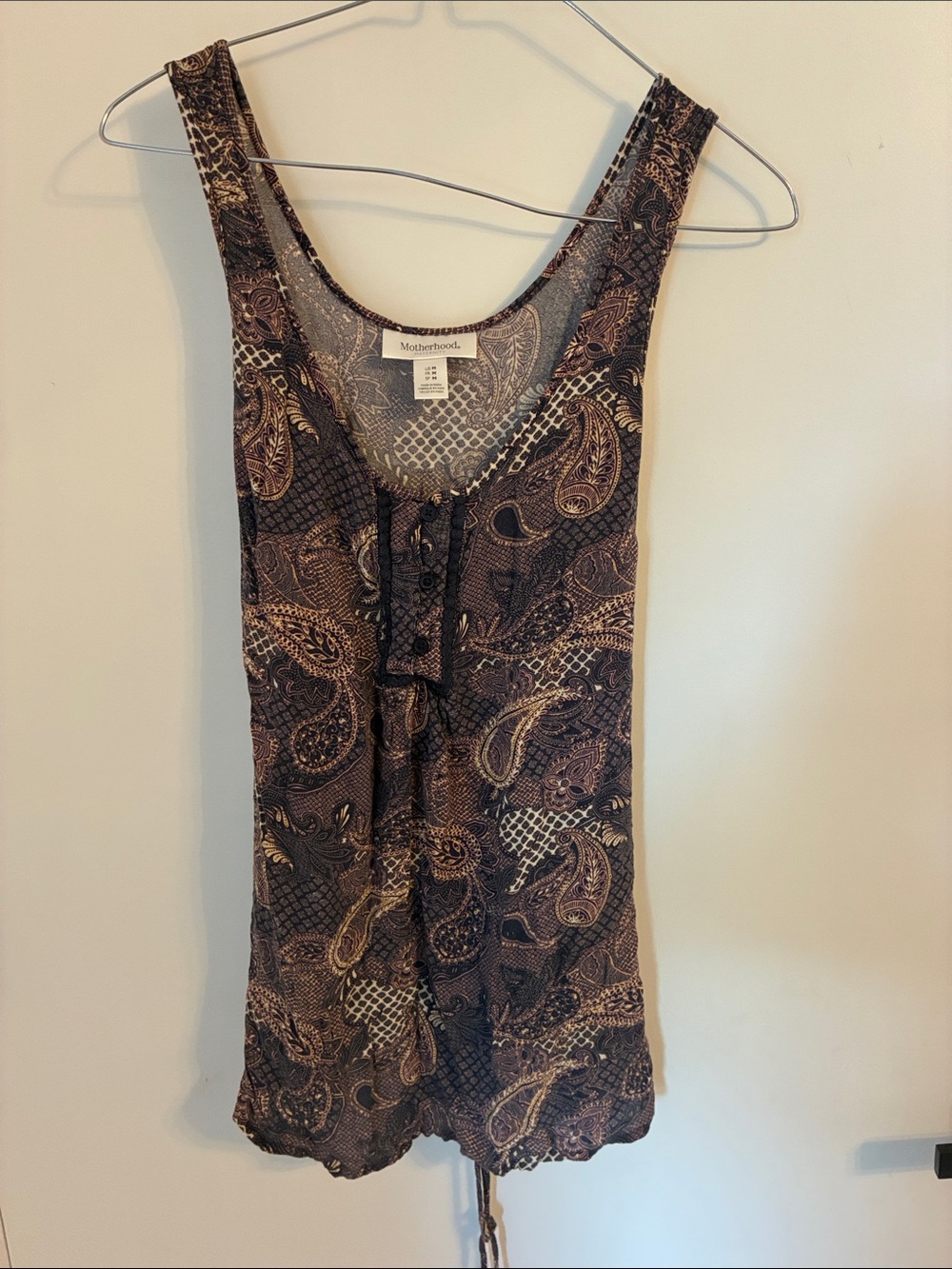Motherhood Maternity Brown Paisley Tank with Scoop Neck